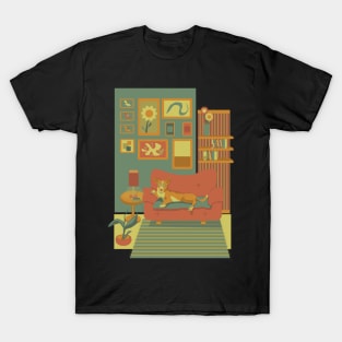 Scenery of a hound ready to read books T-Shirt